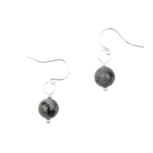 Black Moonstone Solitaires ~ Necklace & Earrings Set