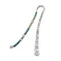 Bookmark - Iridescent Iris Green Czech Glass With Flowers