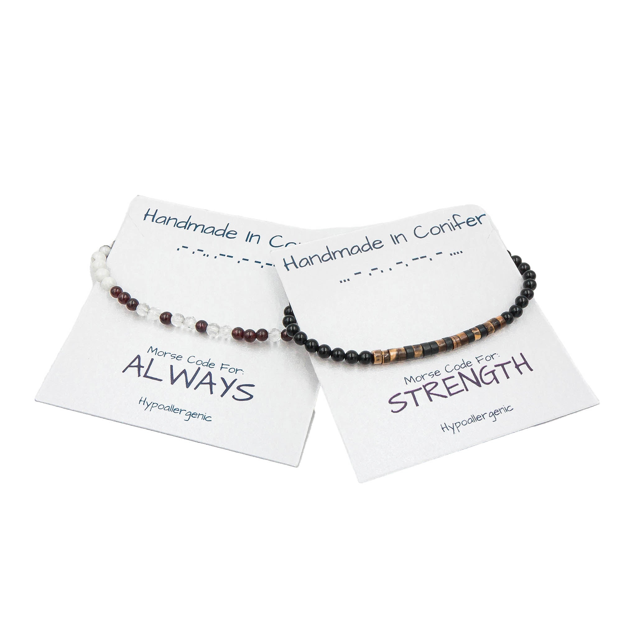 Taken Morse Code Bracelet In Snowflake Obsidian