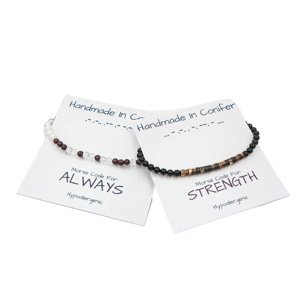 Always Morse Code Bracelet In Garnet & Howlite