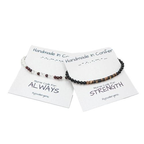 Always Morse Code Bracelet In Garnet & Howlite