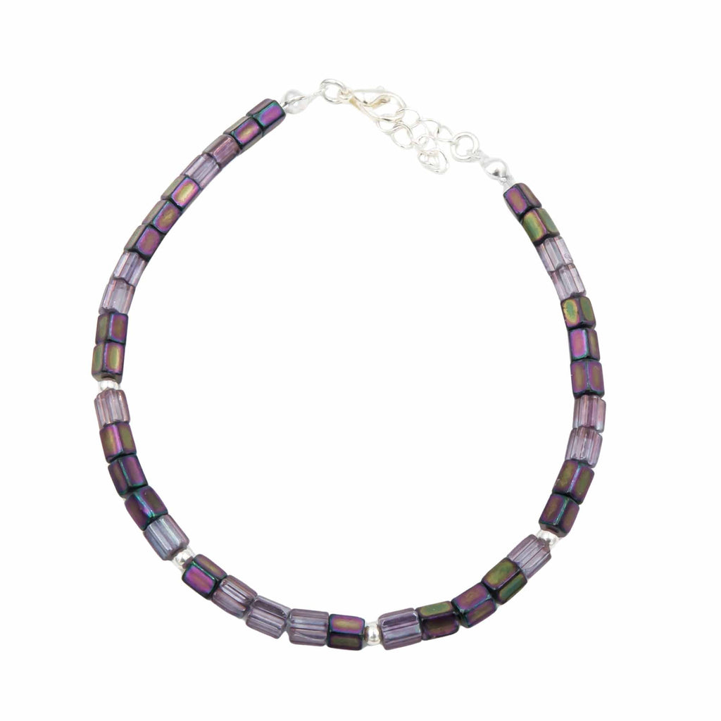 Iris Purple Bracelet - Fire Polished Czech Glass