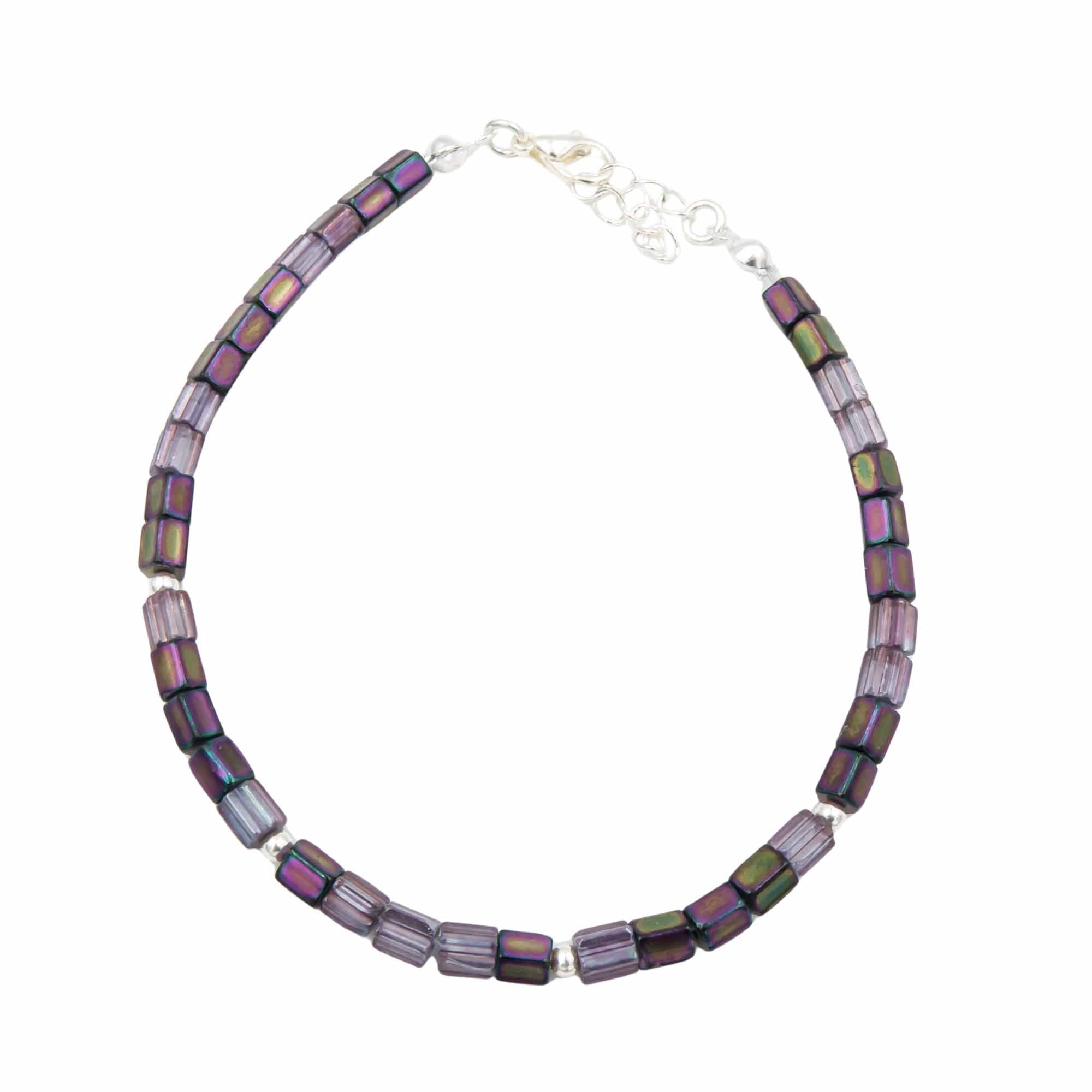 Iris Purple Bracelet - Fire Polished Czech Glass