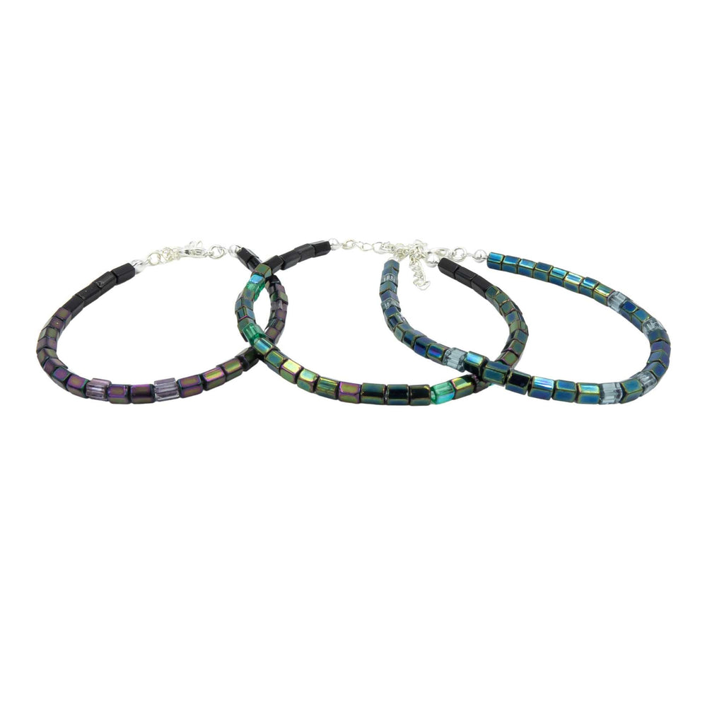 Custom Morse Code Fire Polished Czech Glass Bracelet