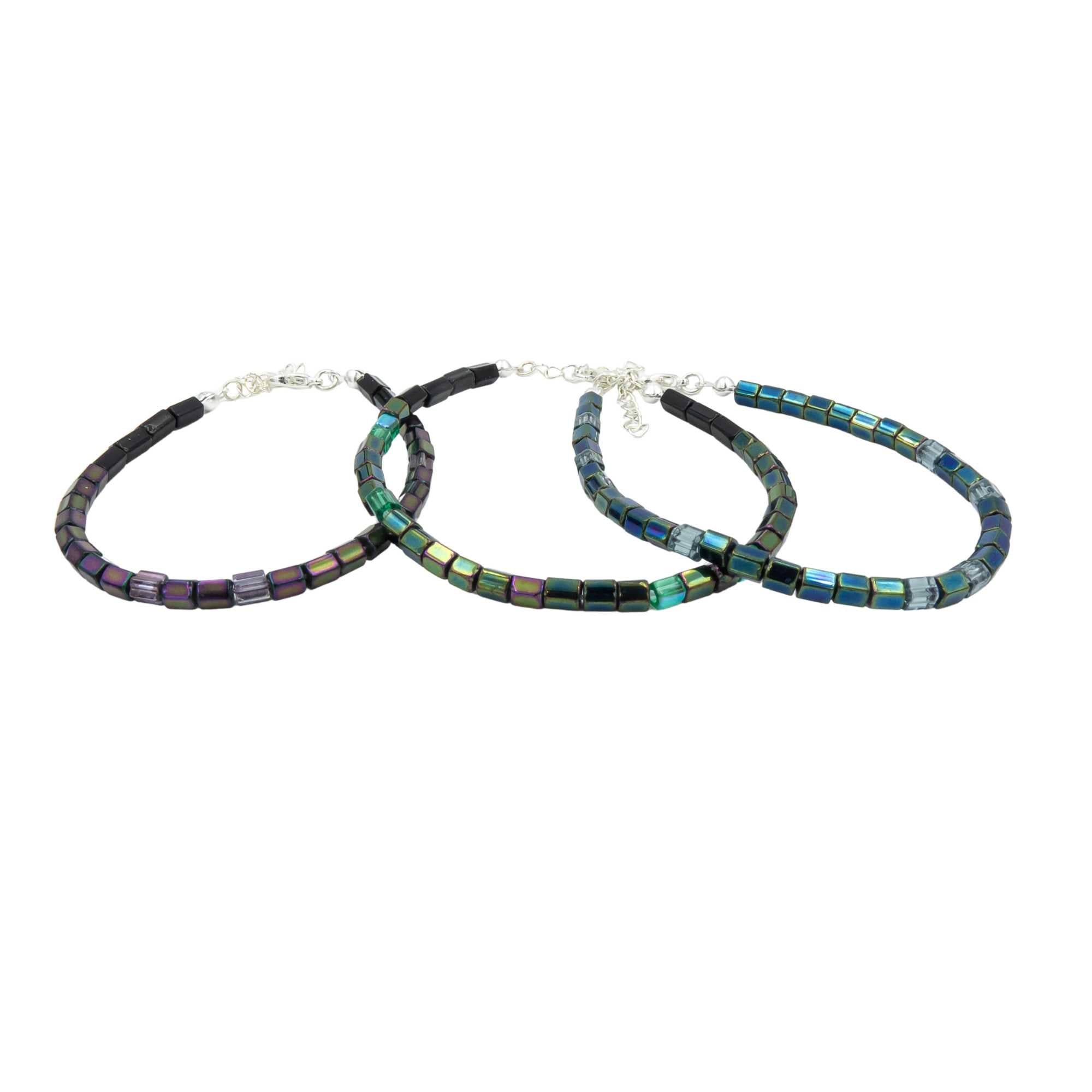 Custom Morse Code Fire Polished Czech Glass Bracelet