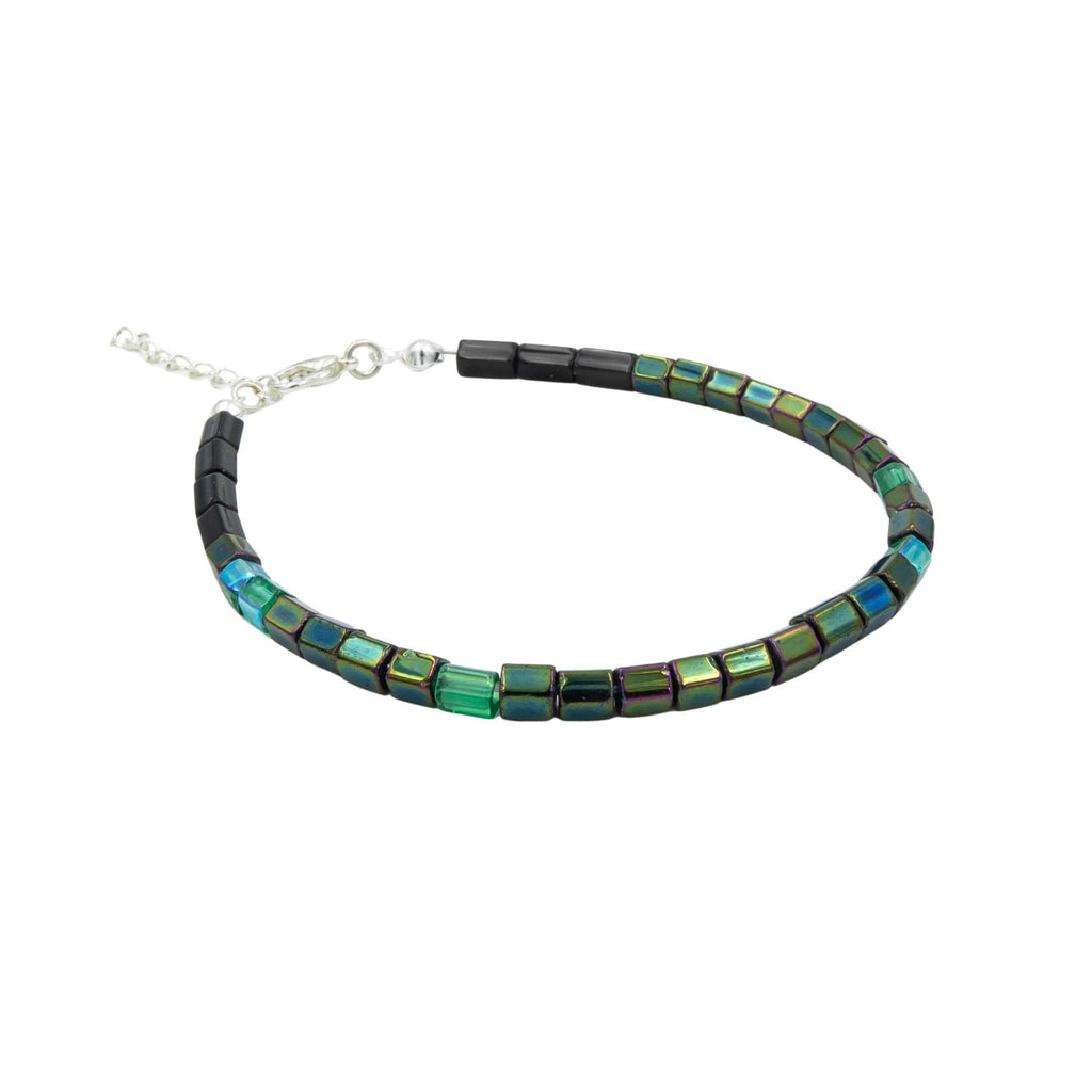 Custom Morse Code Fire Polished Czech Glass Bracelet