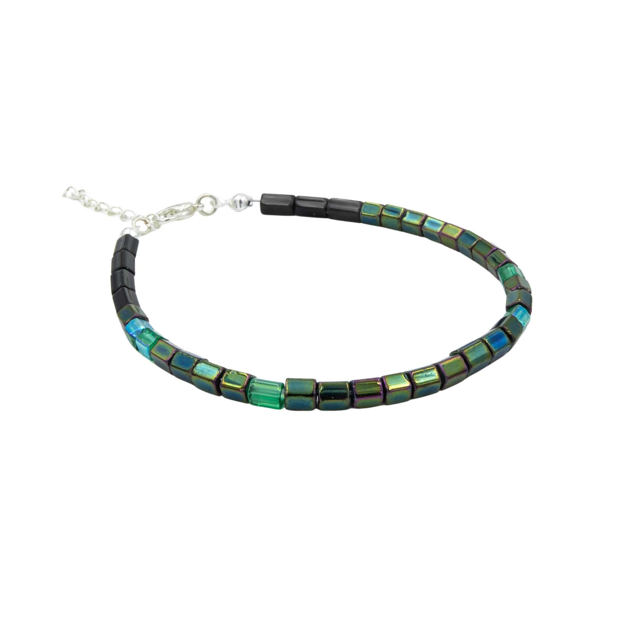 Custom Morse Code Fire Polished Czech Glass Bracelet