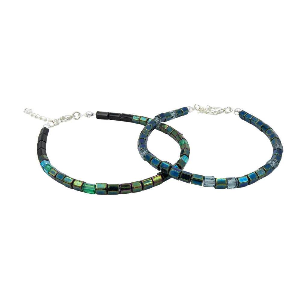 Custom Morse Code Fire Polished Czech Glass Bracelet