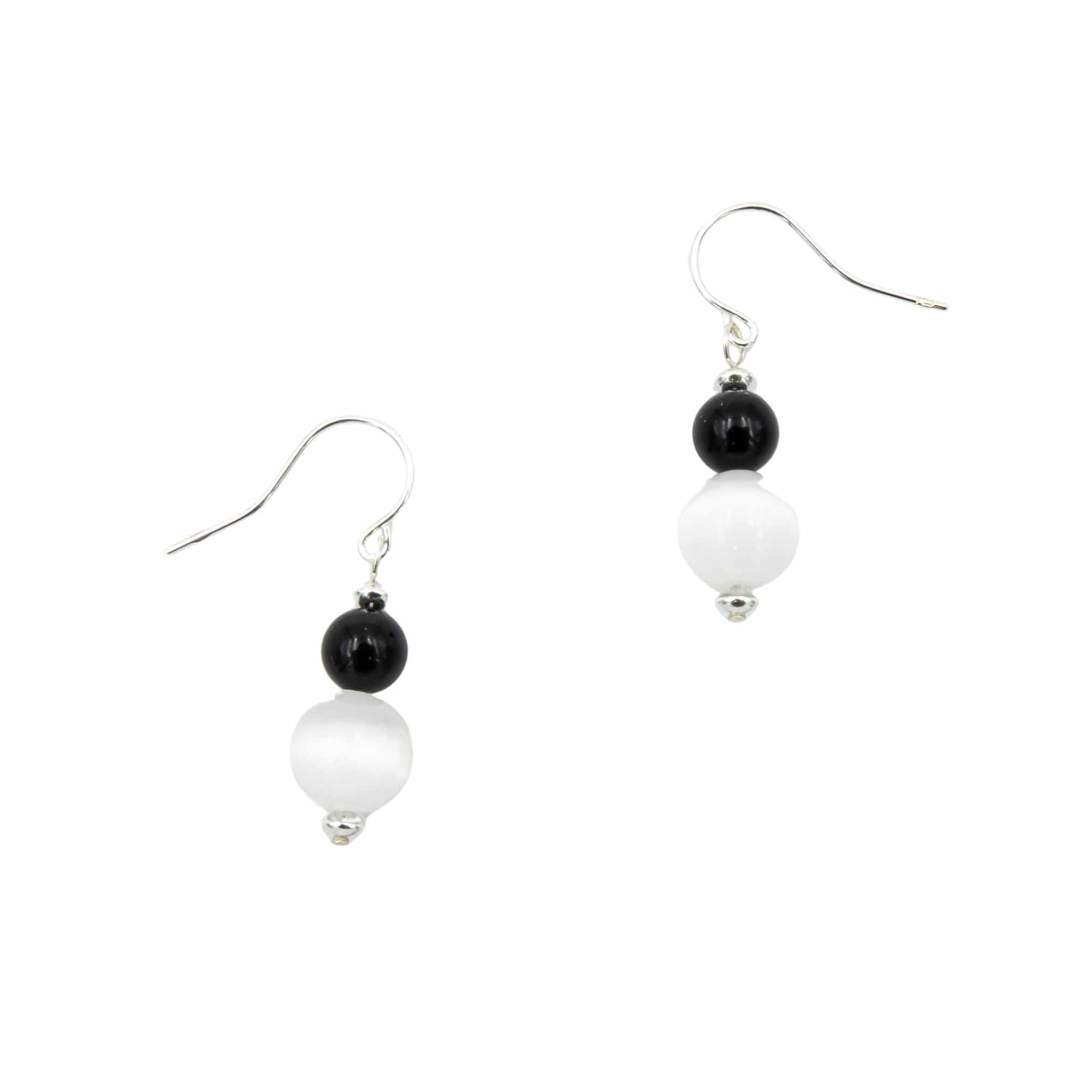 Selenite & Onyx ~ Necklace & Earrings Set
