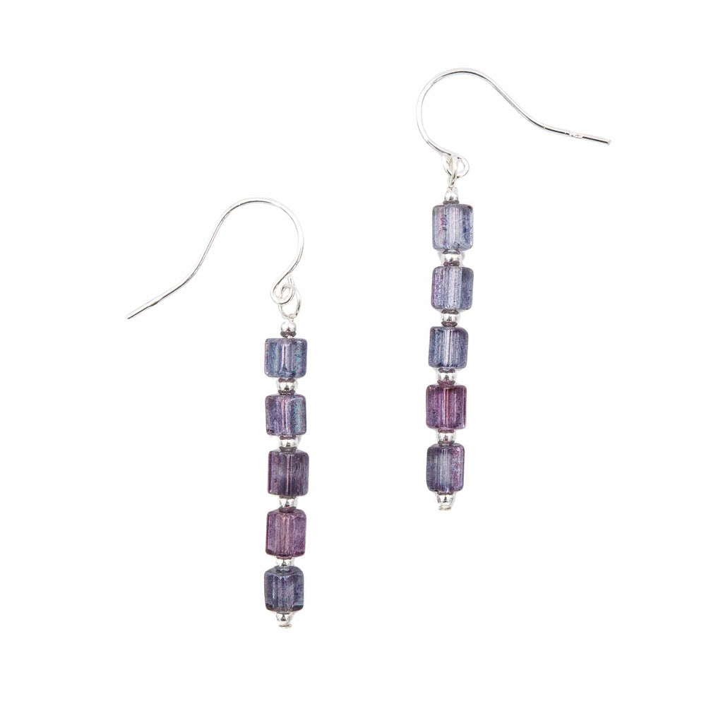 Luminescent Purple Columns - Fire Polished Czech Glass earrings