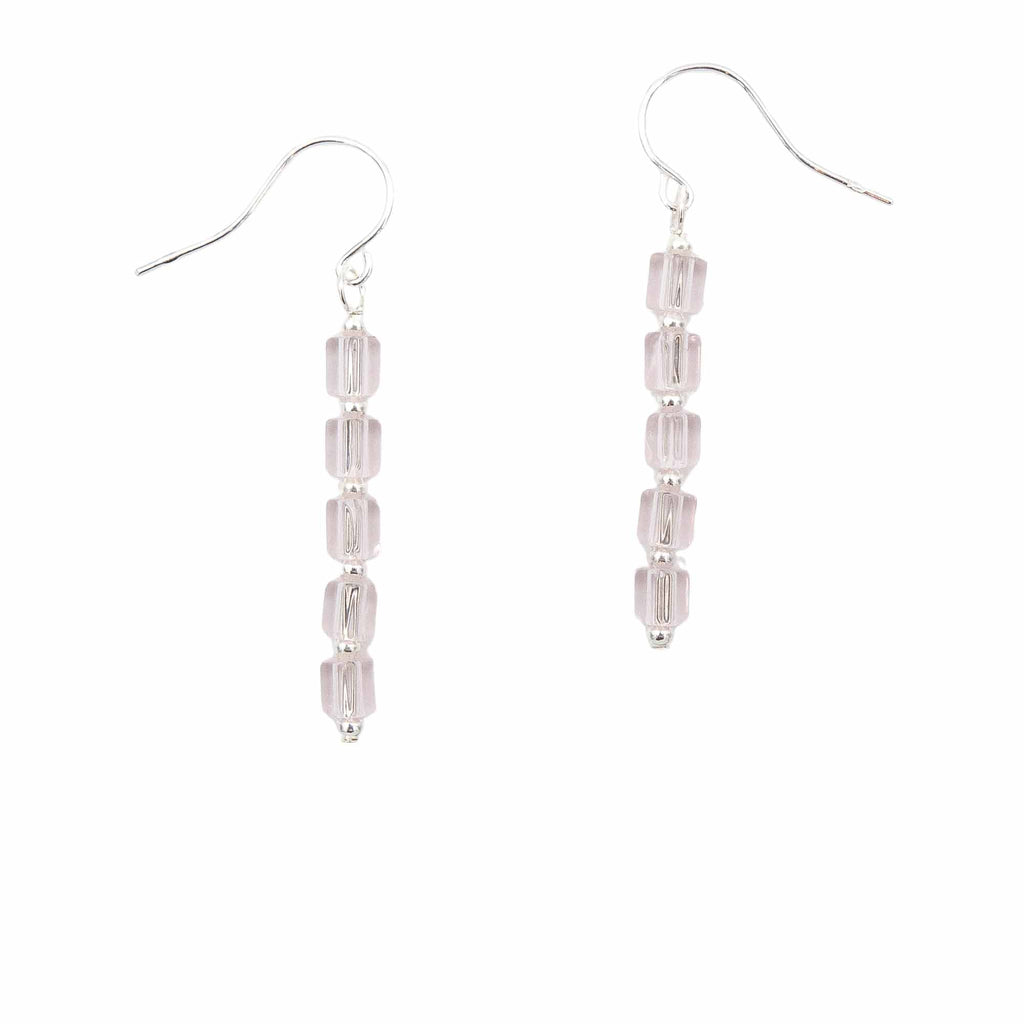 Blushing Pink Columns - Fire Polished Czech Glass
