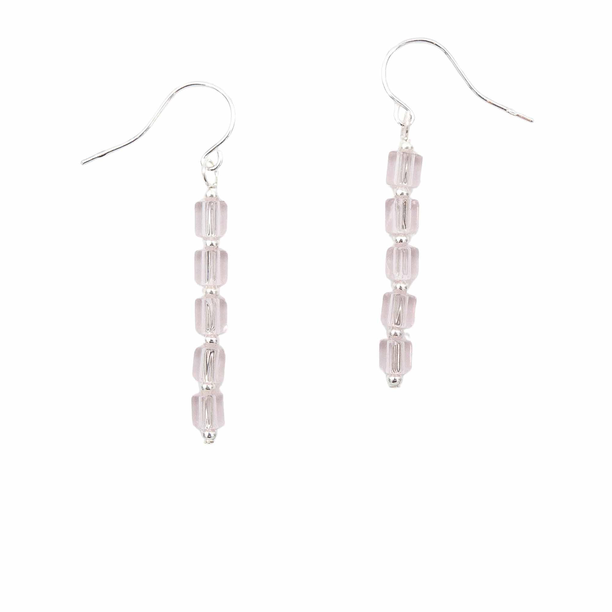Blushing Pink Columns - Fire Polished Czech Glass