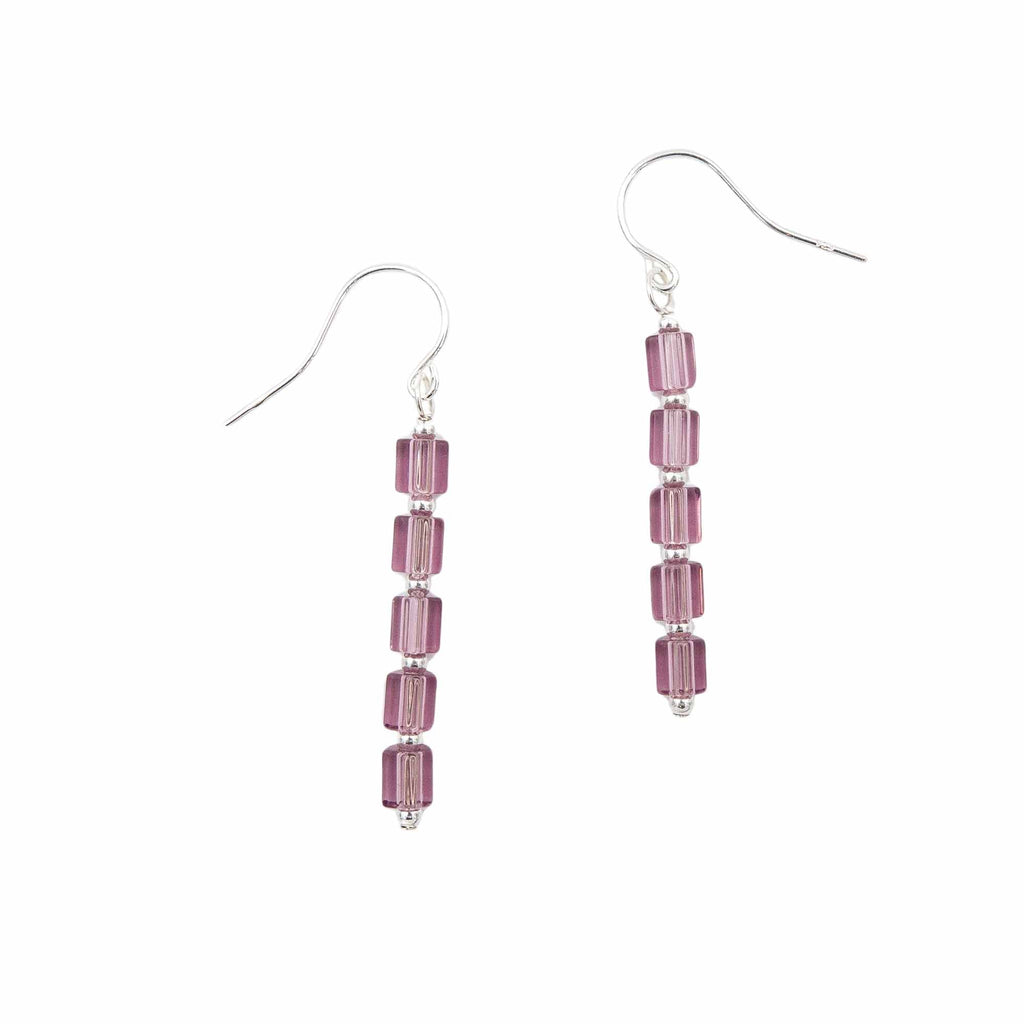 Amethyst Columns - Fire Polished Czech Glass