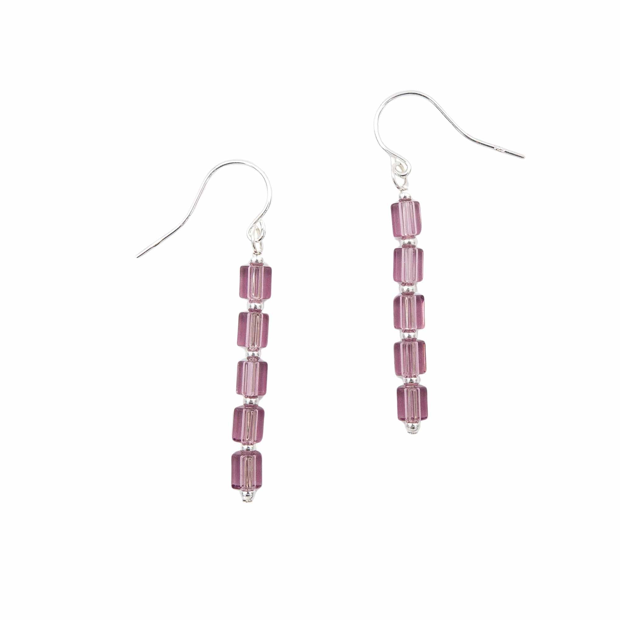Amethyst Columns - Fire Polished Czech Glass