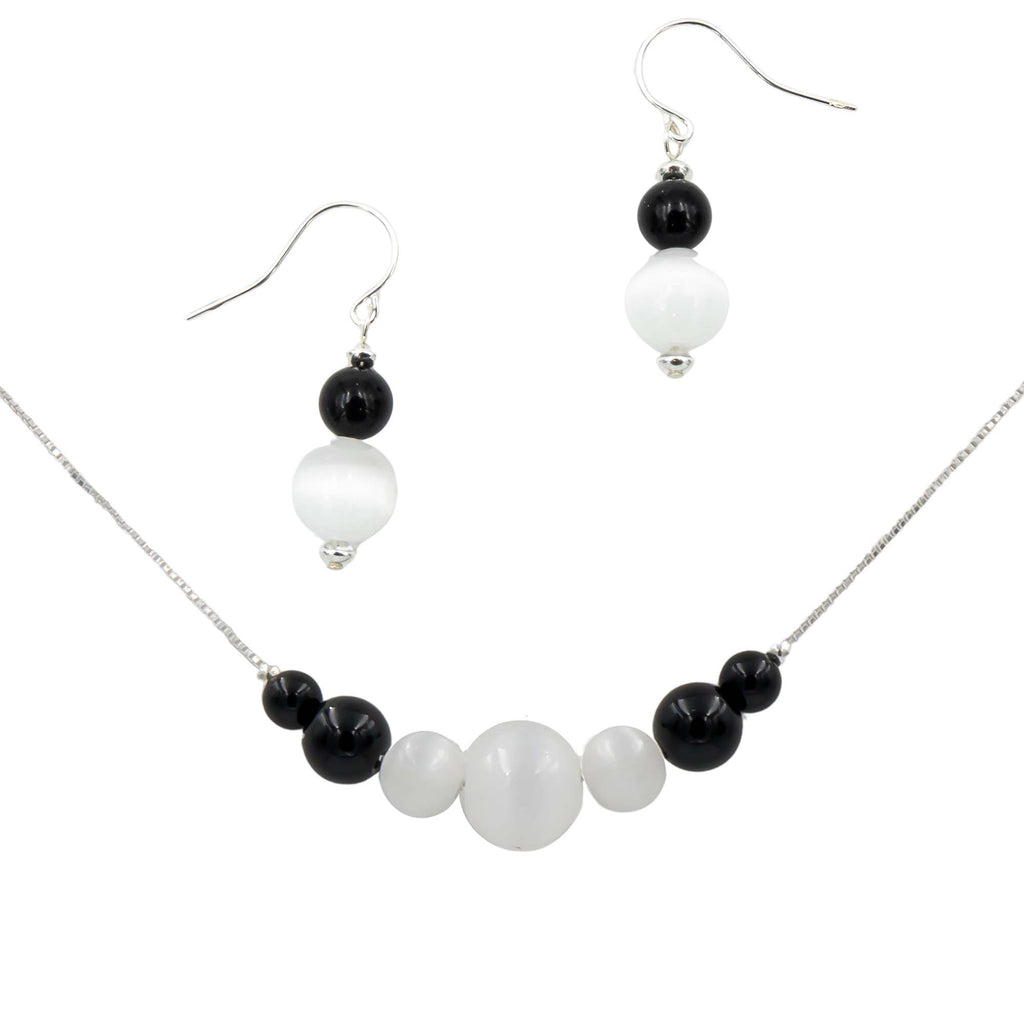 Selenite & Onyx ~ Necklace & Earrings Set