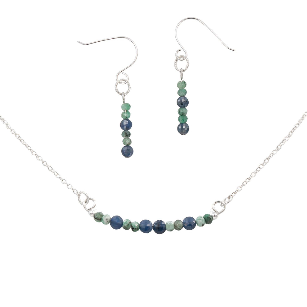 Raw Beauty ~ Sapphires and Emeralds Necklace & Earrings Set