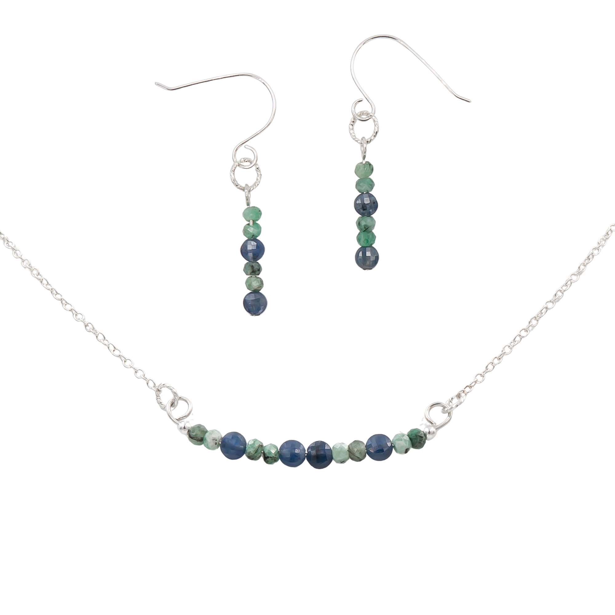 Raw Beauty ~ Sapphires and Emeralds Necklace & Earrings Set