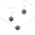 Black Moonstone Solitaires ~ Necklace & Earrings Set