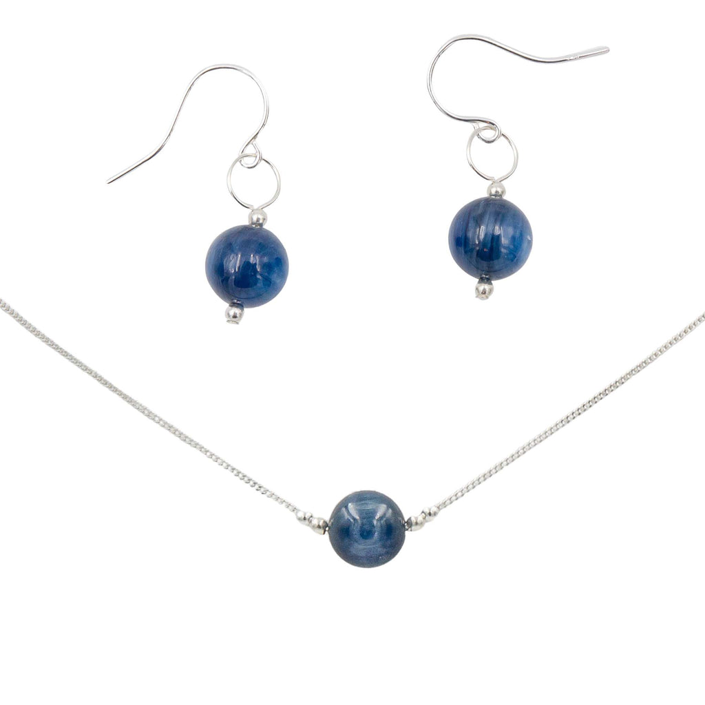 Blue Kyanite Solitaires ~ Necklace & Earrings Set