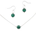 Malachite Solitaires ~ Necklace & Earrings Set