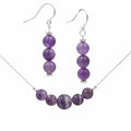 Amethysts On Silver ~ Necklace & Earrings Set