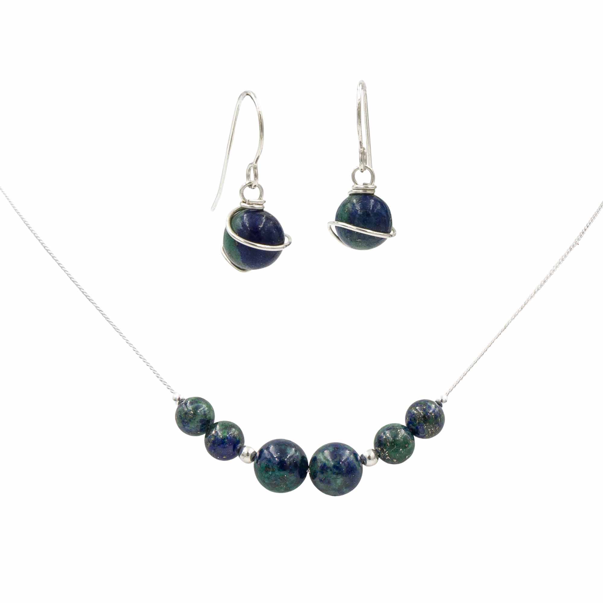 Azurite Earth Solitaires ~ Necklace & Earrings Set