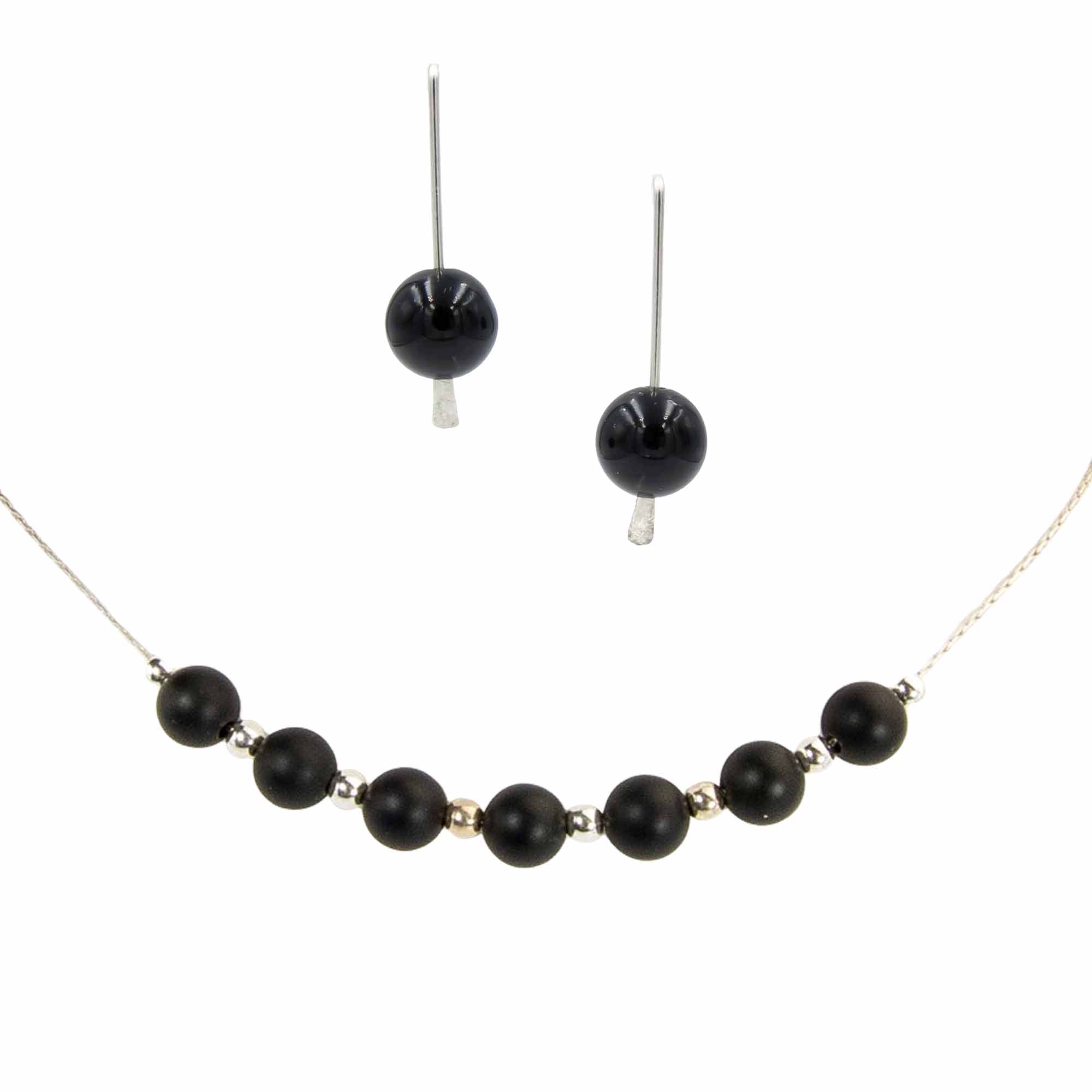 Black & Silver ~ Necklace & Earrings Set