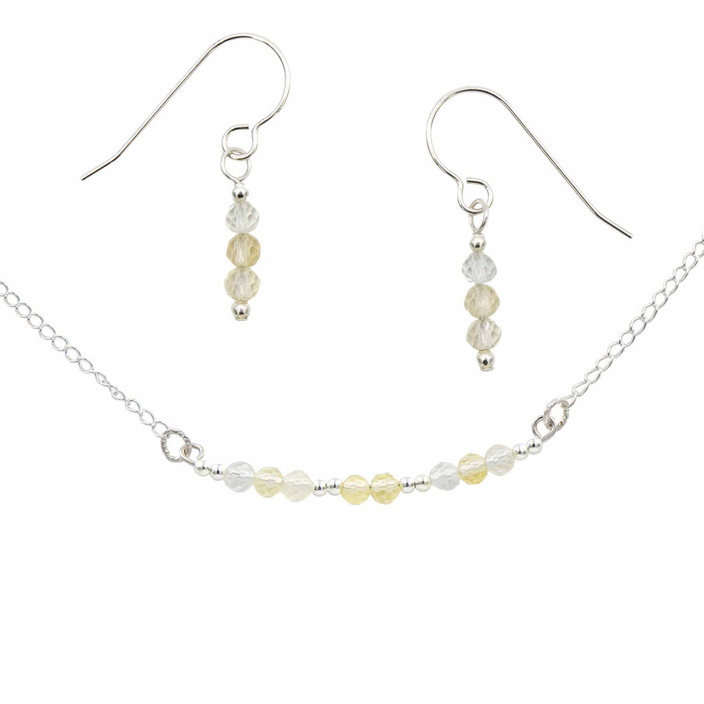 Sparkling Citrine On Silver ~ Necklace & Earrings Set