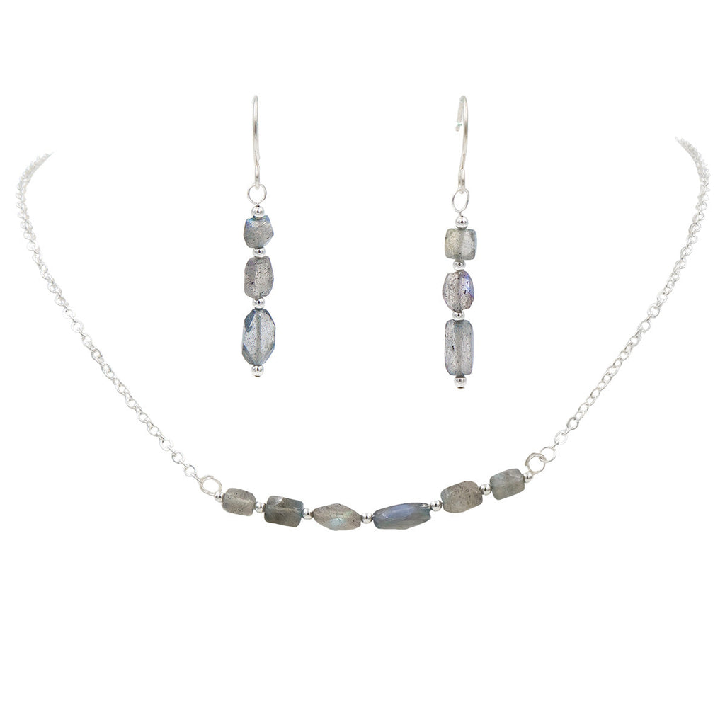 Blue Flashes Labradorite ~ Necklace & Earring Set