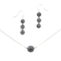Black Moonstone Earrings & Necklace Set