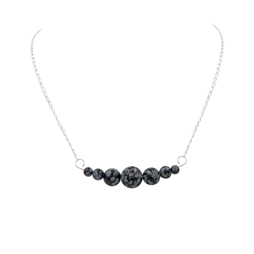 Snowflake Obsidian ~ Dangles Interchangeable Silver Necklace