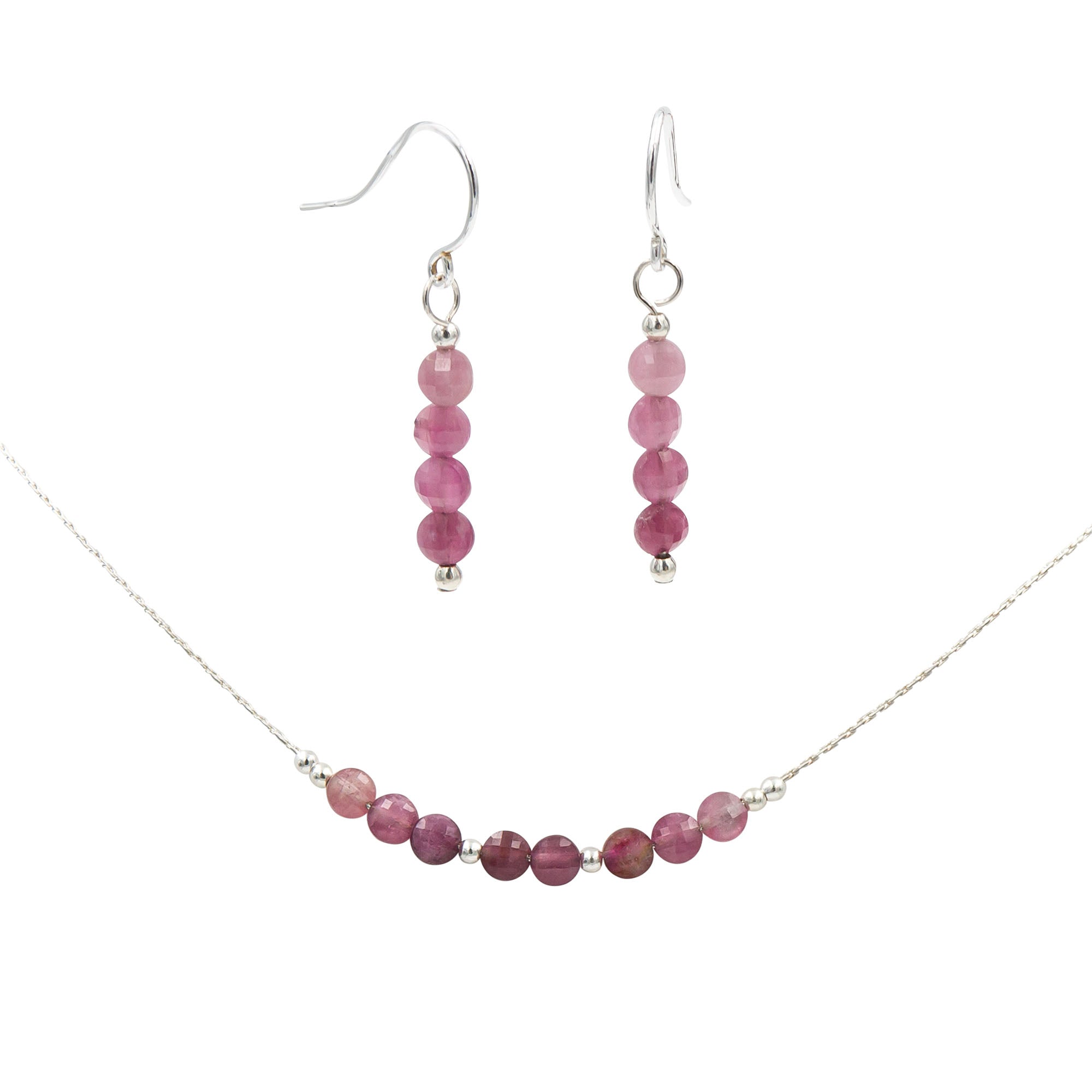 Sparkling Pink Tourmaline ~ Necklace & Earrings Set