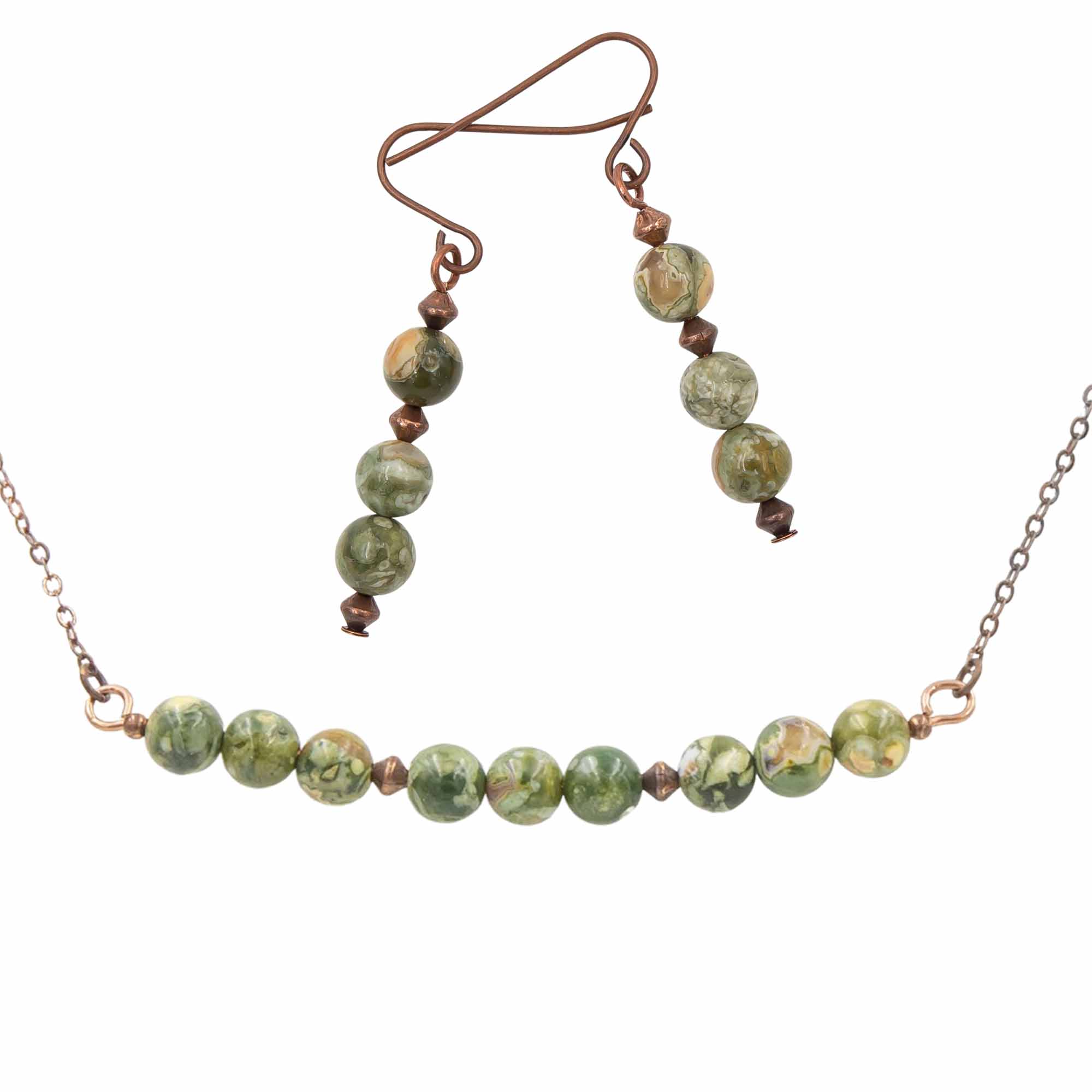 Copper Rainforest Jasper ~ Necklace Earrings Set