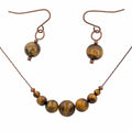 Tiger Eye On Copper ~ Necklace & Earrings Set