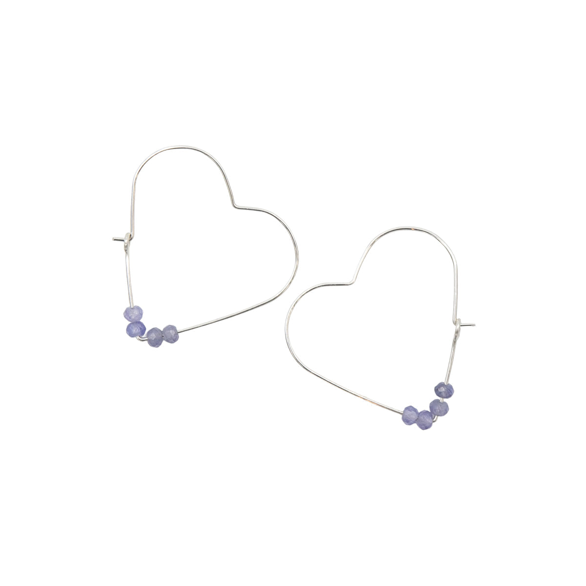 Tanzanite Heart Hoops