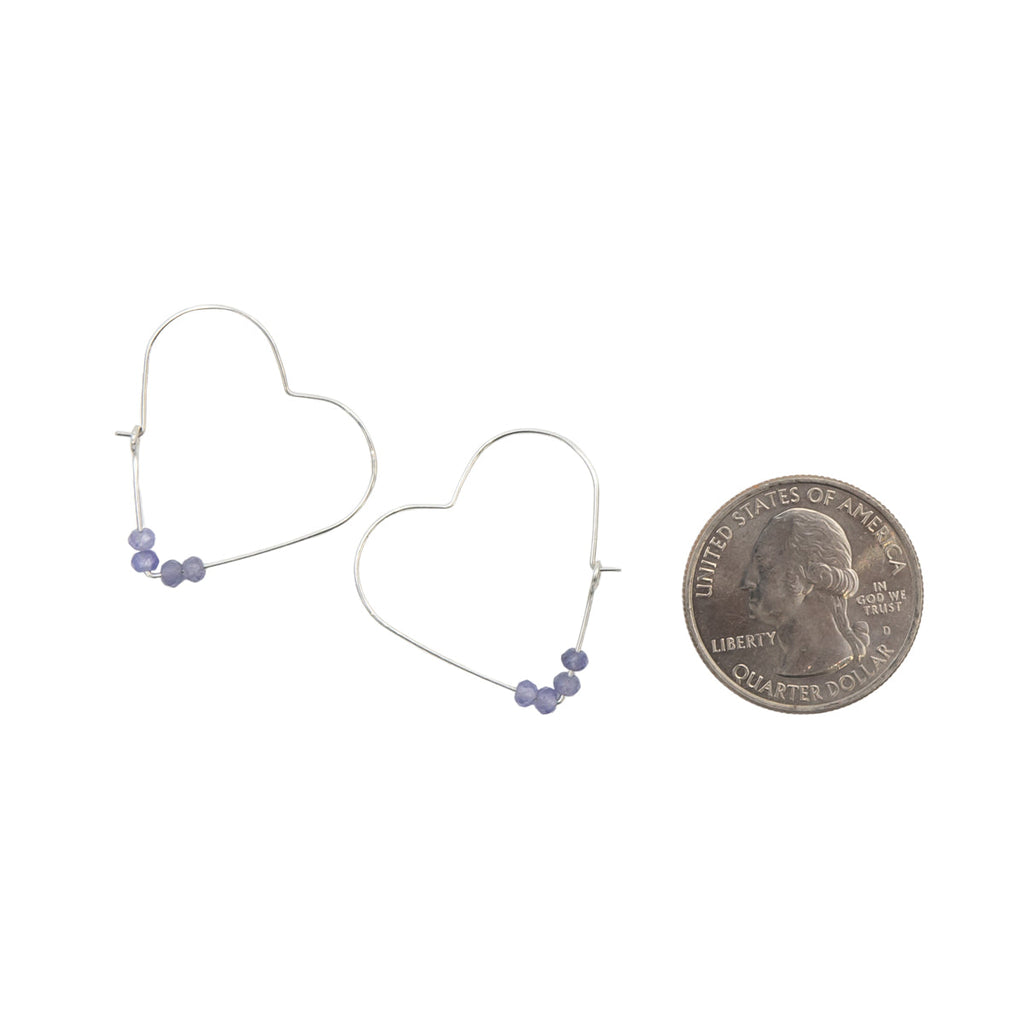 Tanzanite Heart Hoops