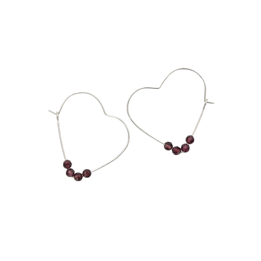 Garnet Heart Hoops