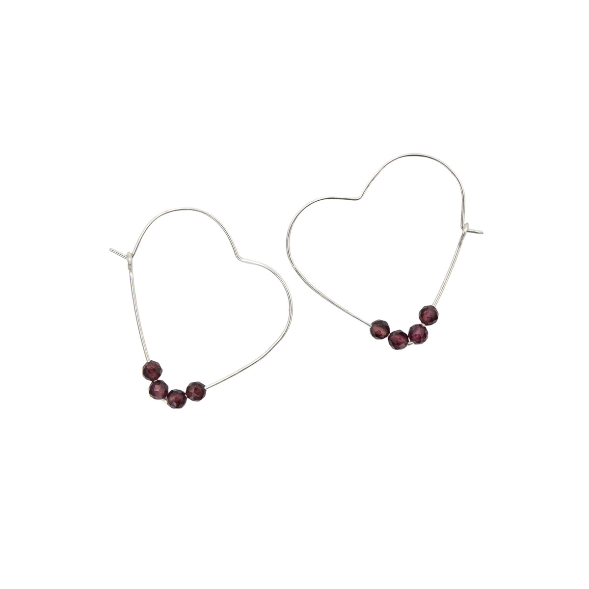Garnet Heart Hoops