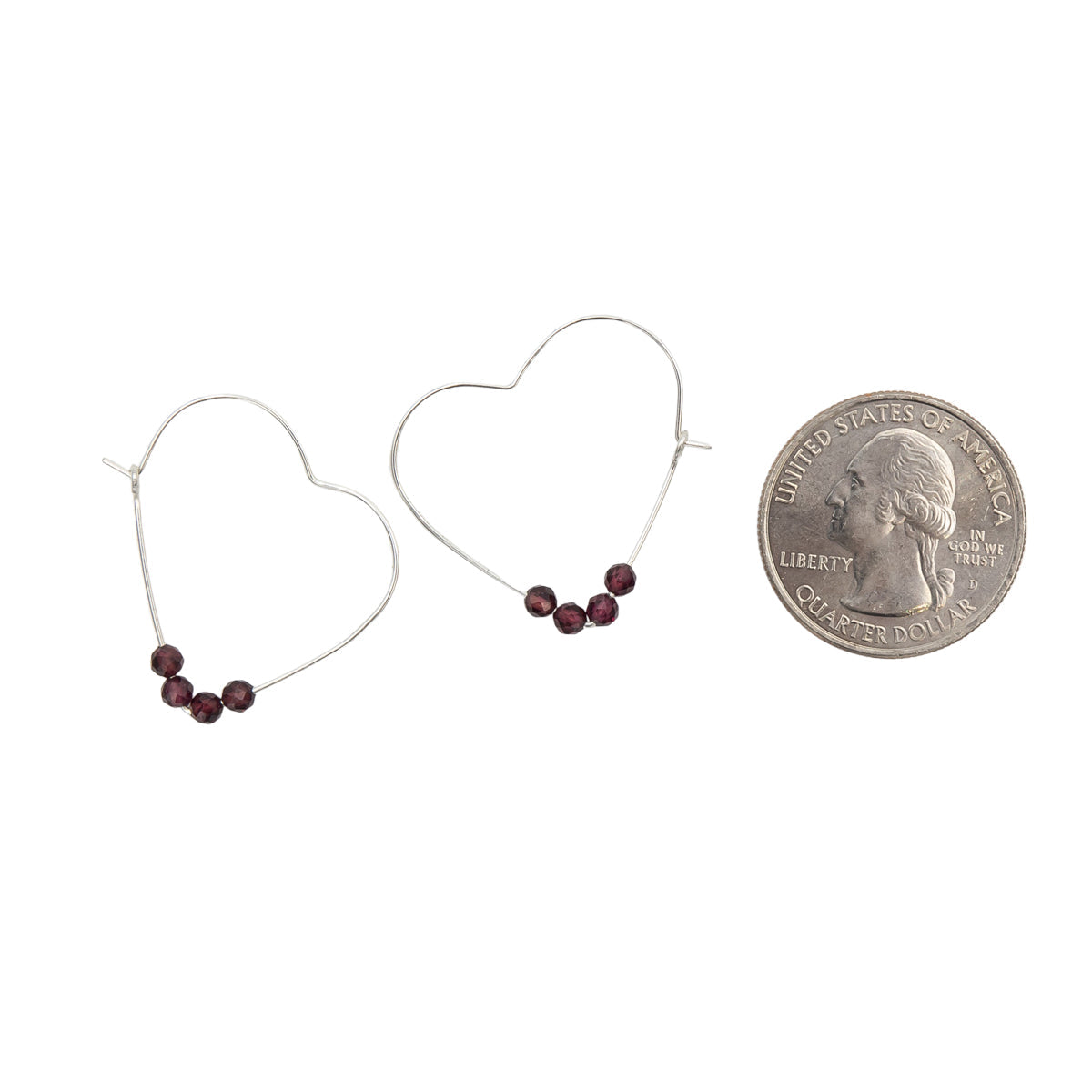 Garnet Heart Hoops