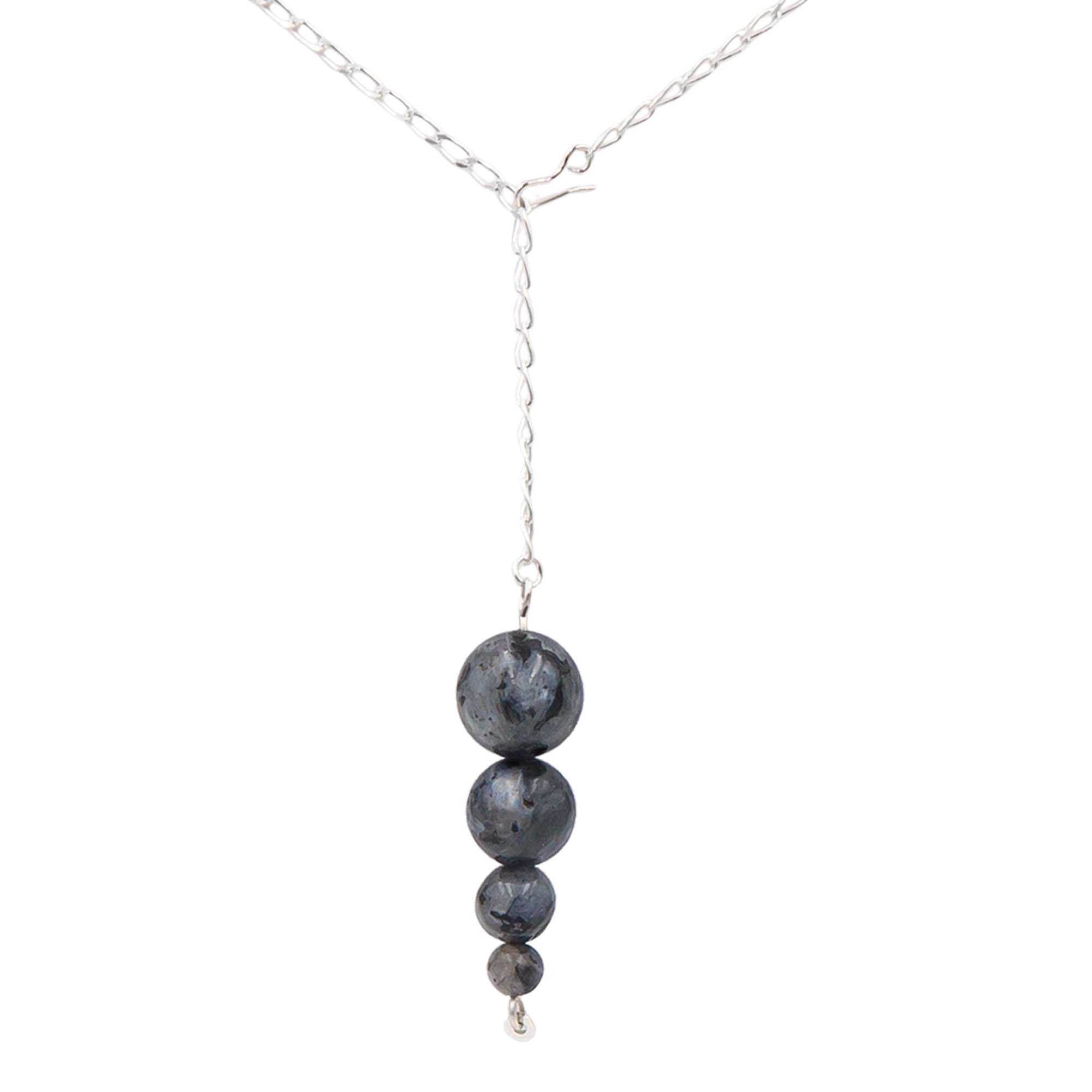 Iridescent Larvikite Pendulum Lariat Necklace