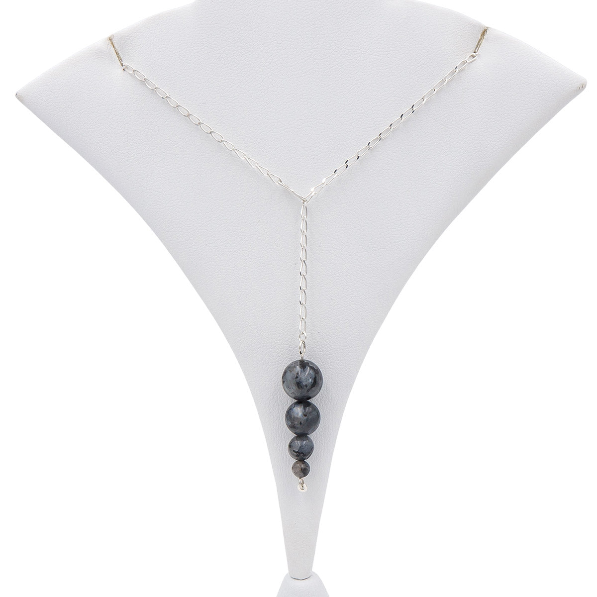 Iridescent Larvikite Pendulum Lariat Necklace