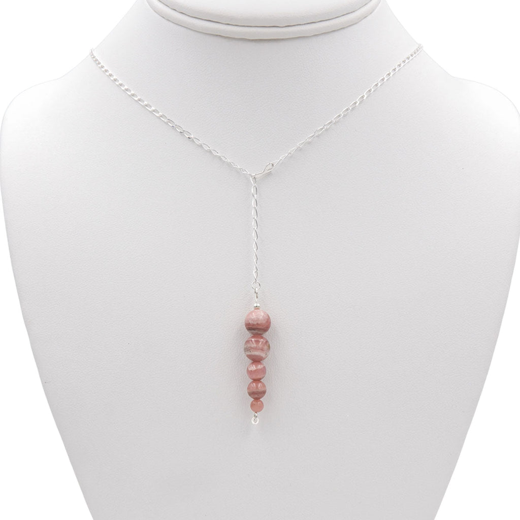 Rhodochrosite Pendulum Lariat Necklace