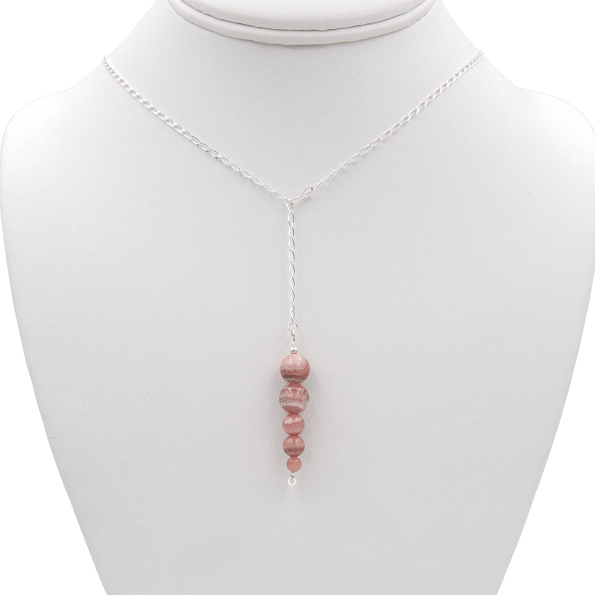 Rhodochrosite Pendulum Lariat Necklace