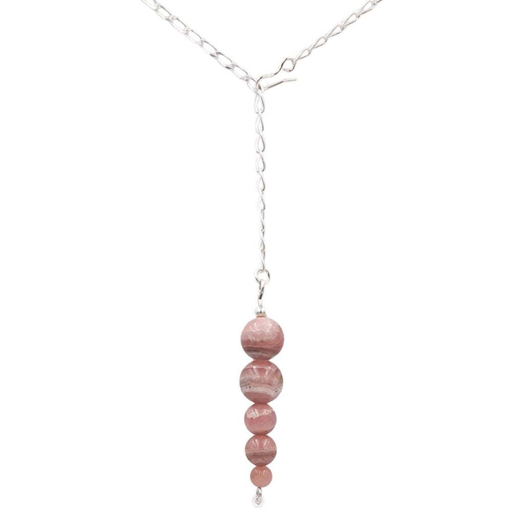 Rhodochrosite Pendulum Lariat Necklace