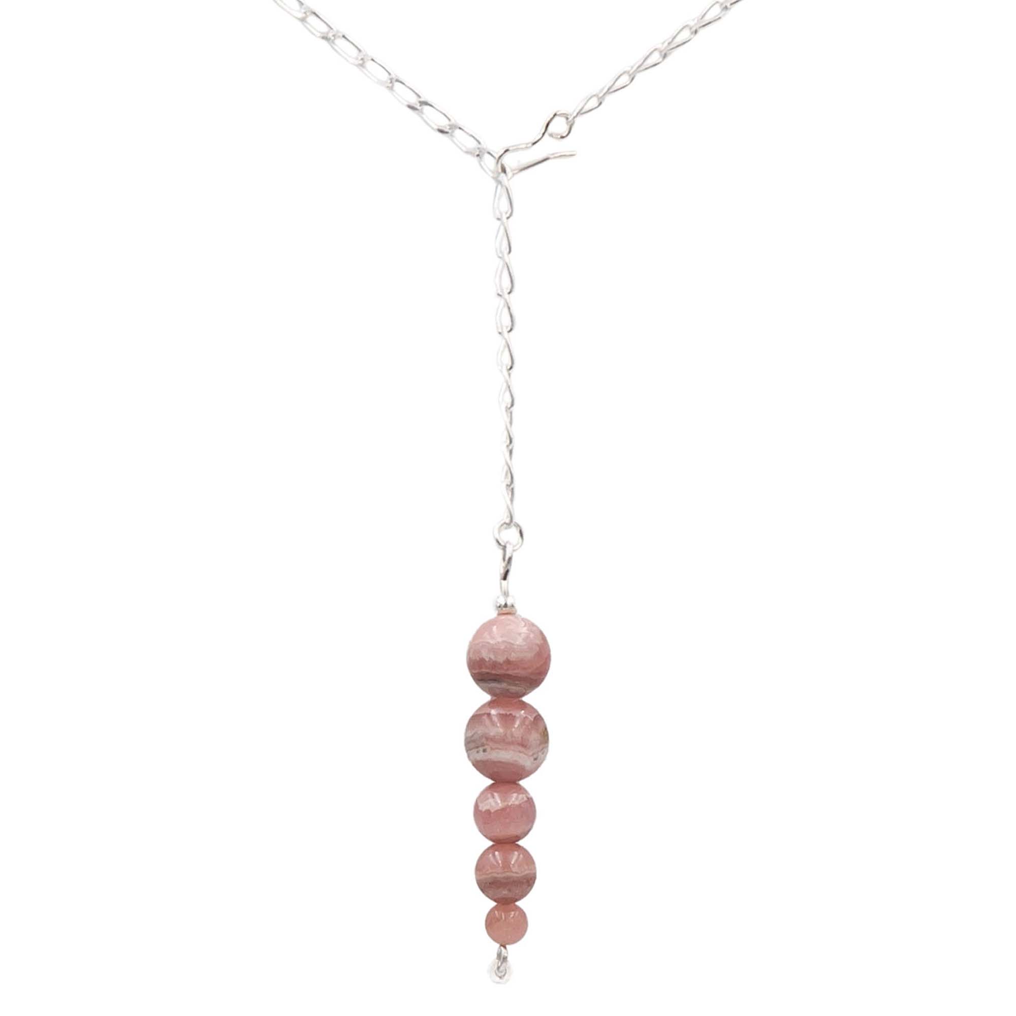 Rhodochrosite Pendulum Lariat Necklace