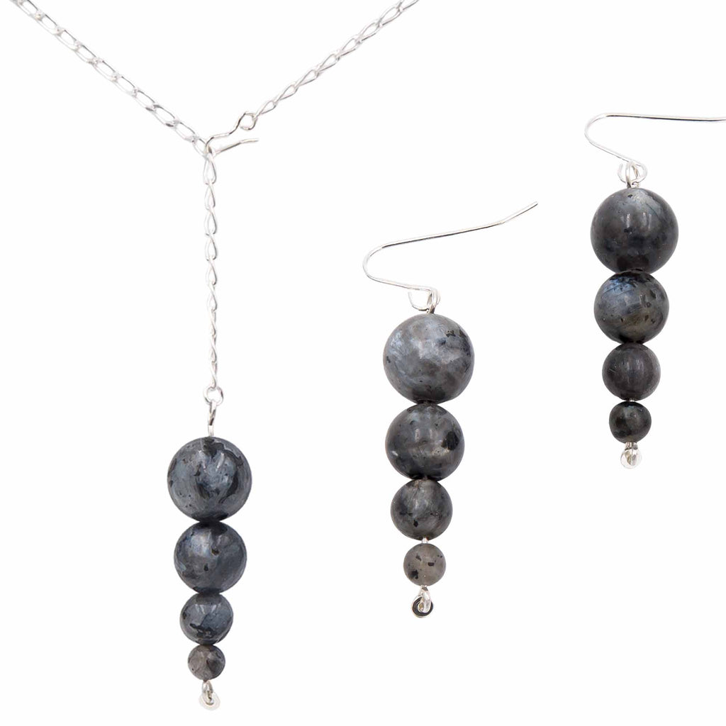 Iridescent Larvikite Pendulums Set