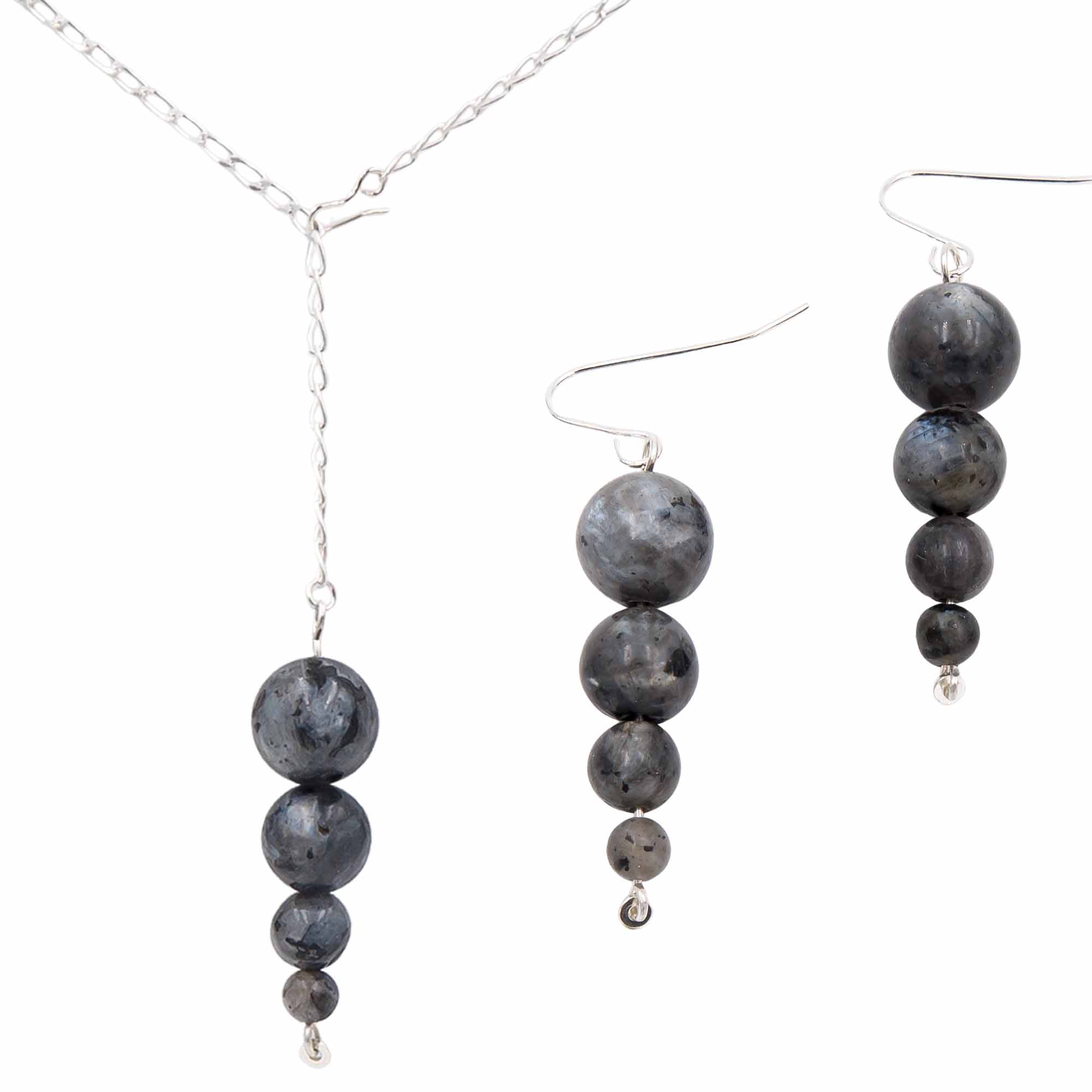 Iridescent Larvikite Pendulums Set