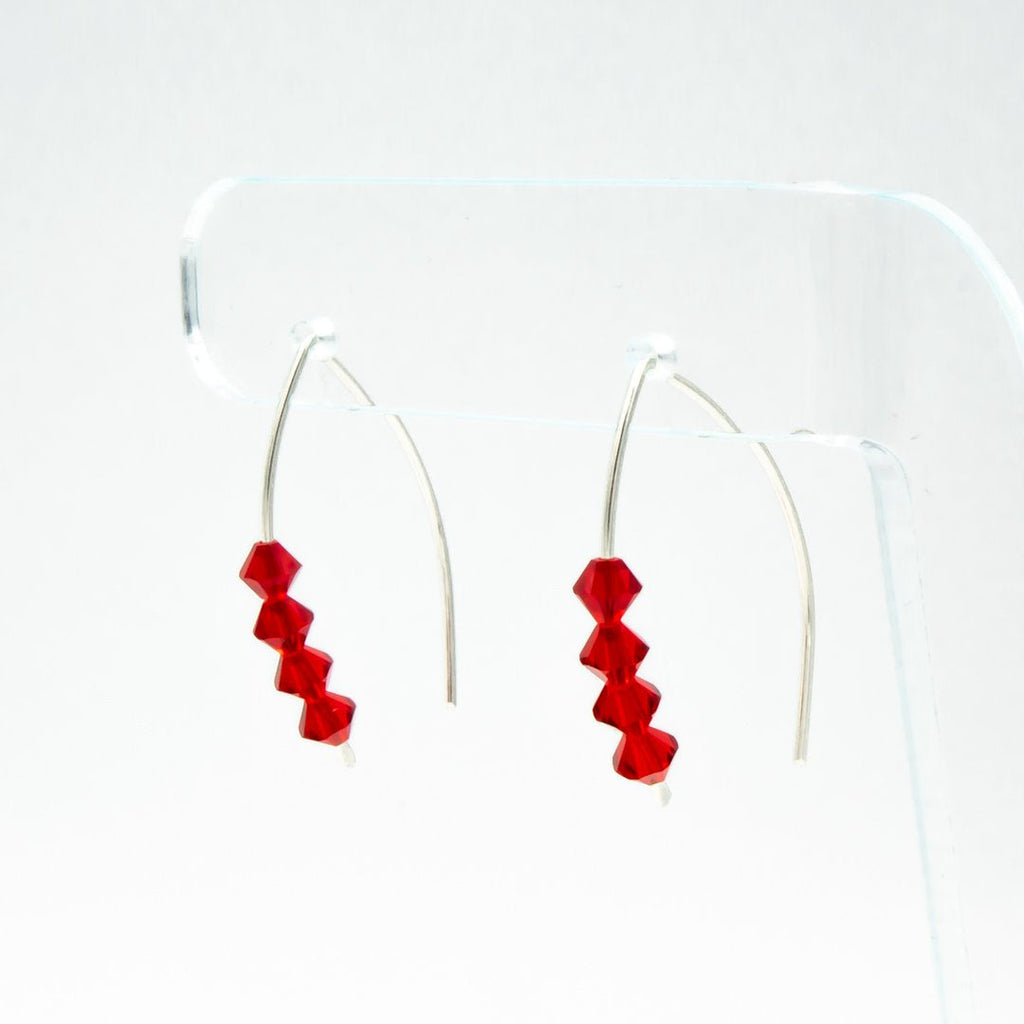 Sparkling Ruby Red Silver Earrings