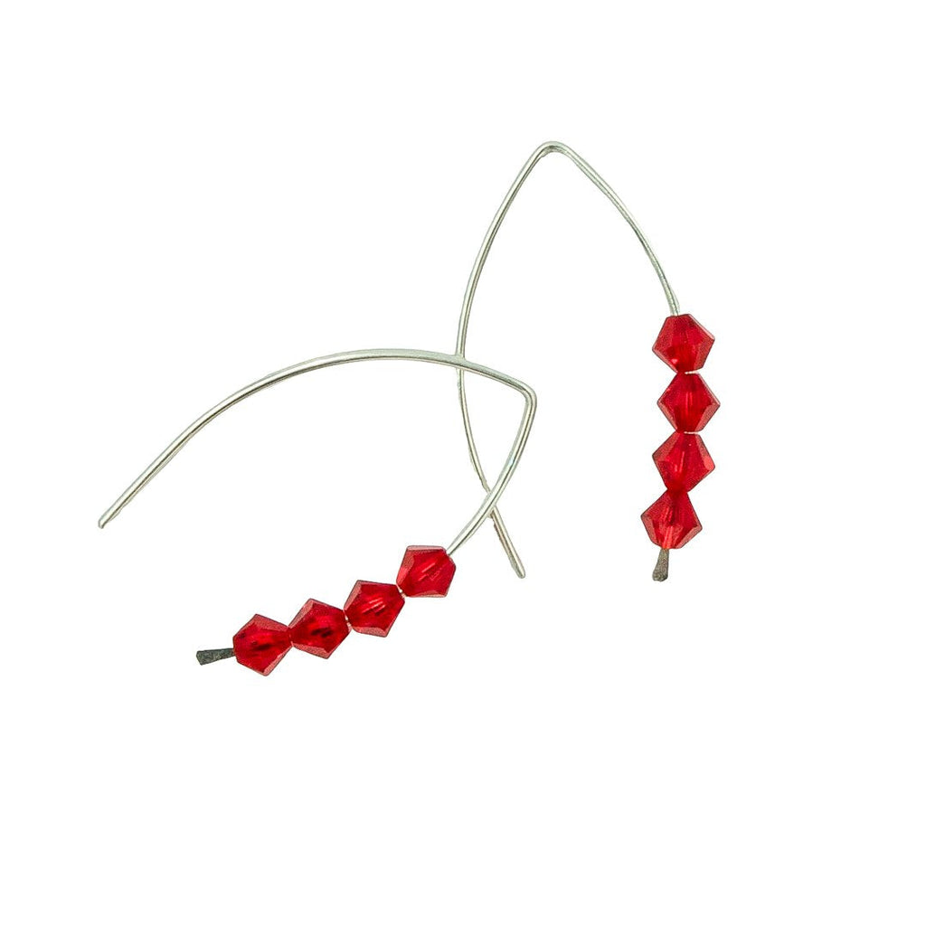 Sparkling Ruby Red Silver Earrings