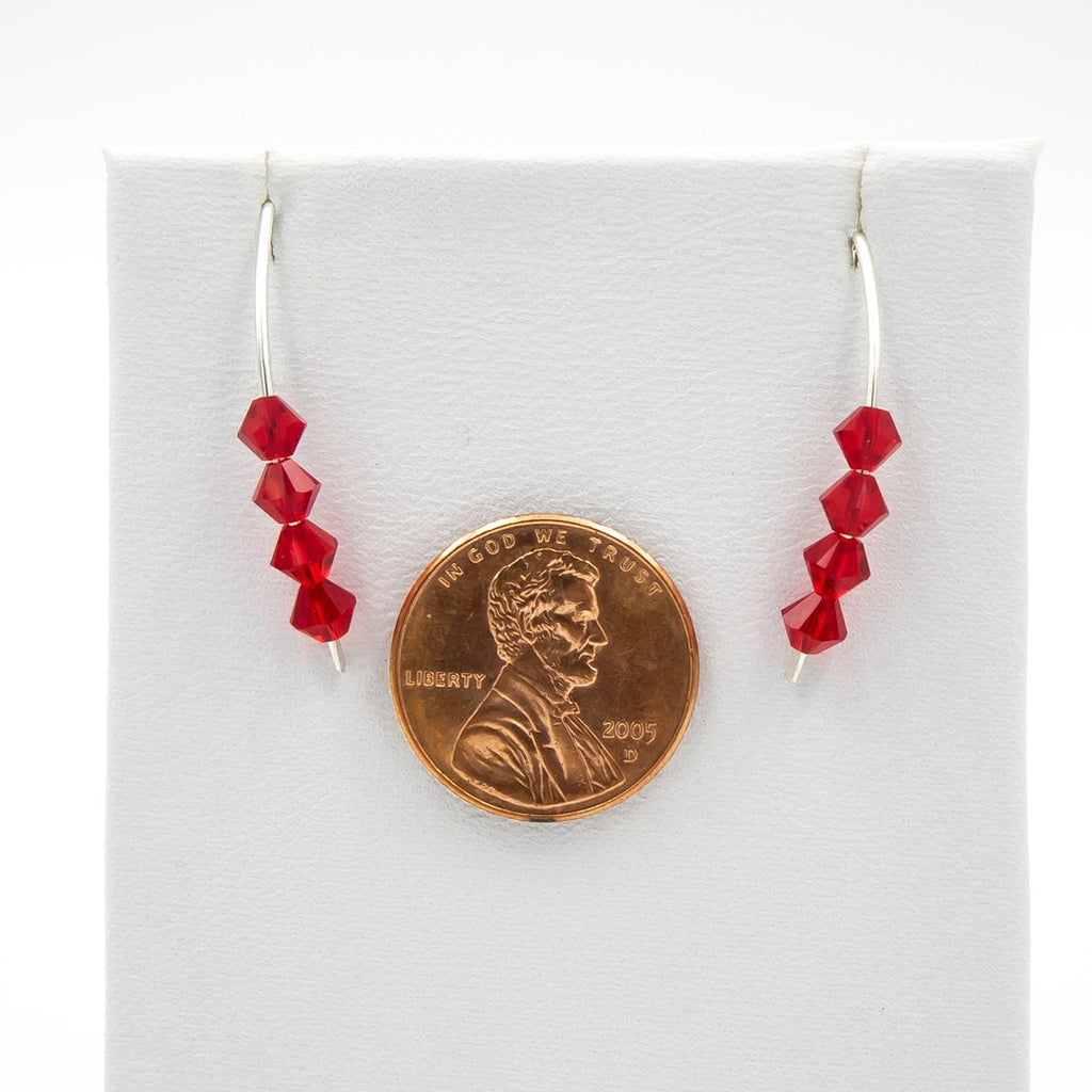 Sparkling Ruby Red Silver Earrings